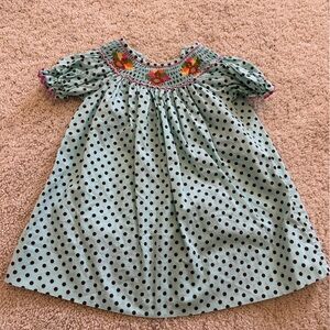 Petit Bebe Polka Dot Turkey Smocked Bishop Dress